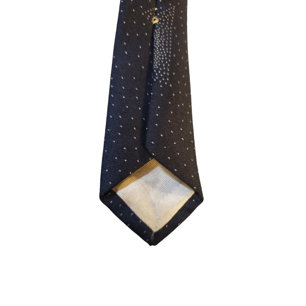 Allyn St George Silk Necktie Black Ivory Geometric Polka Dots Mens‎ Designer